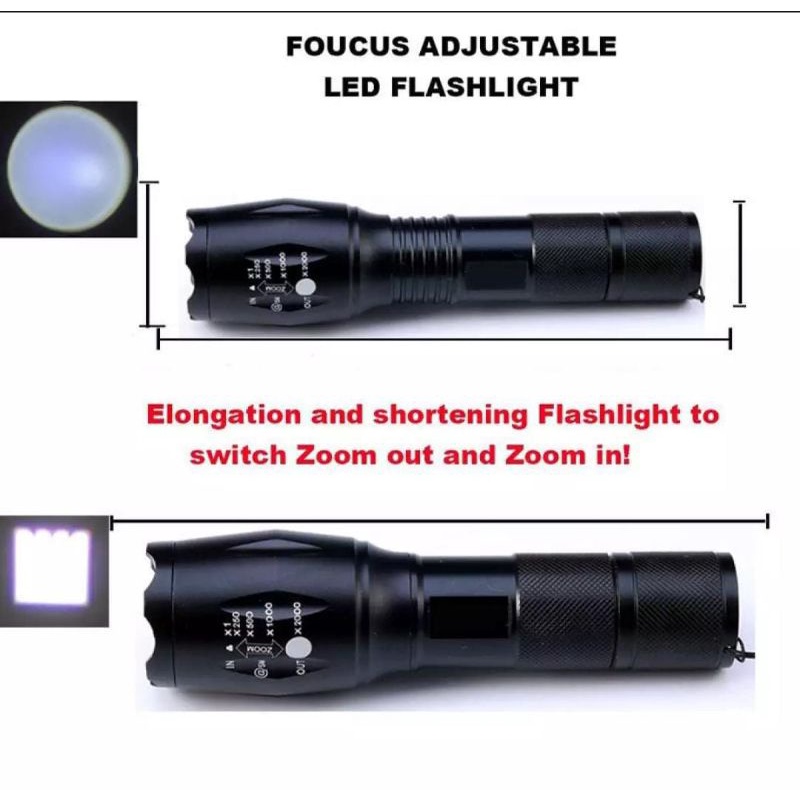 Senter LED Cree XM -L2 8000 Lumens paket tactical