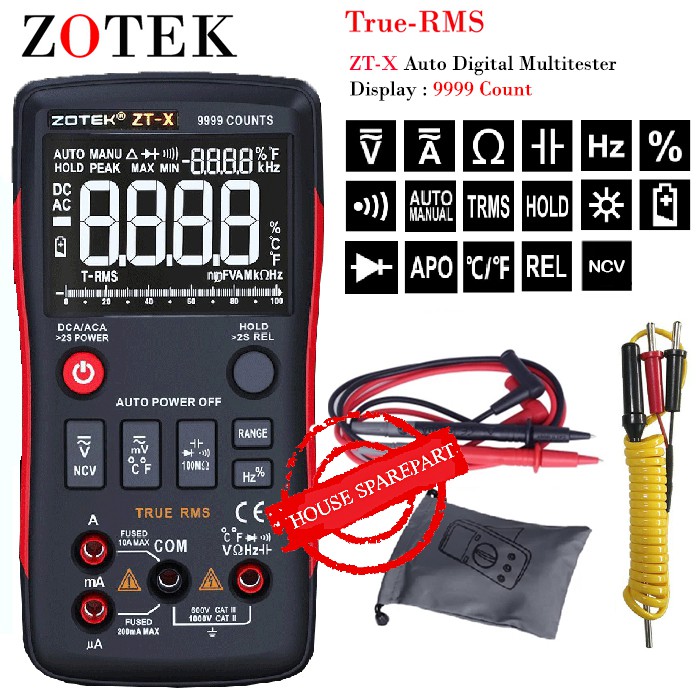 Zotek ZT-X Digital Multimeter Auto True Range RMS AC / DC Volt Amp Ohm NCV ZTX Original