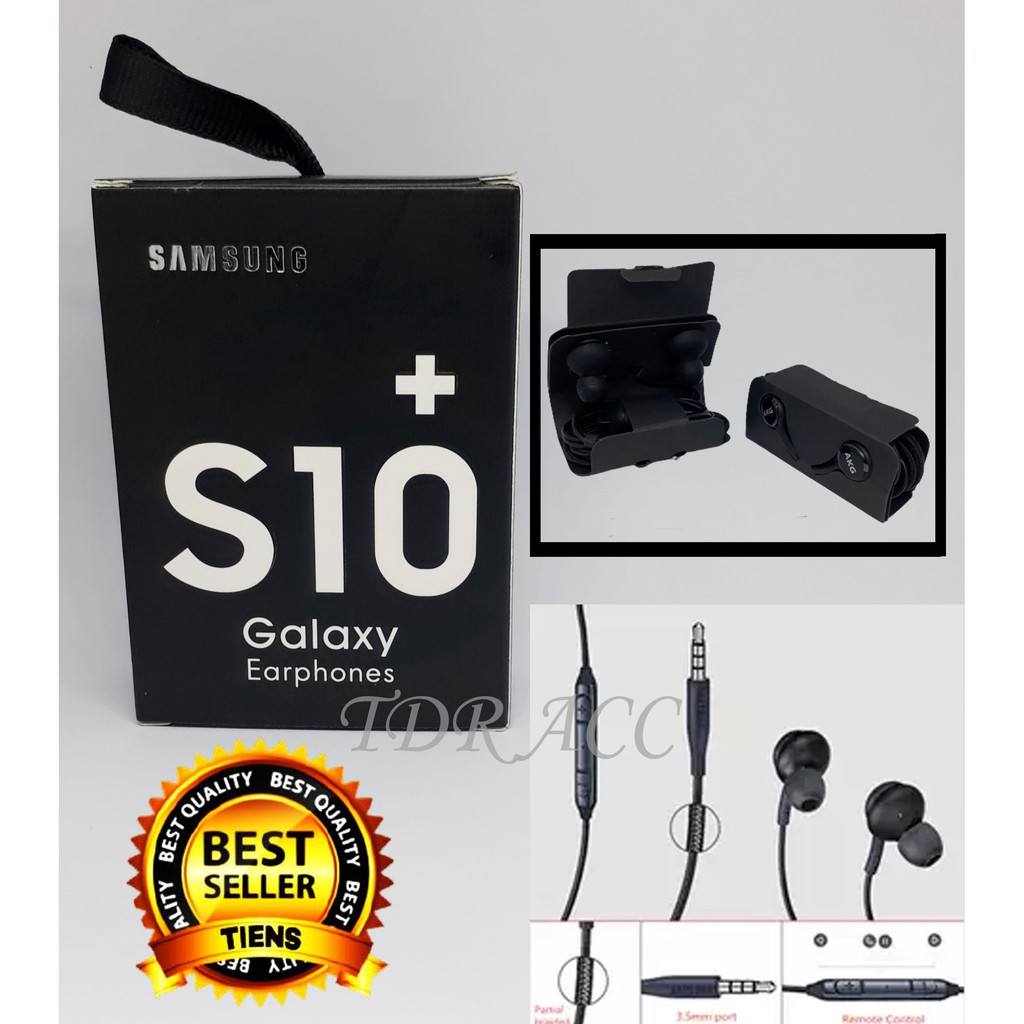 HEADSET - HANDSFREE - EARPHONE SAMSUNG AKG S10+ S10 PLUS JACK AUDIO 3.5MM MEGABASS EXTRABASS STEREO PACKINGAN IMPORT