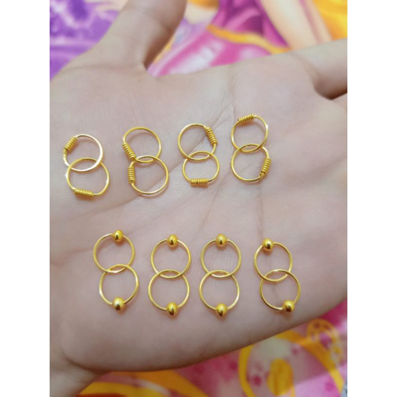 ANTING BAYI BULAT PERAK 925 LAPIS MAS 24K