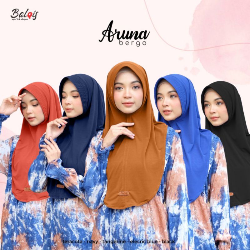 bergo ARUNA bahan Jersey premium ORI Balqis hijab