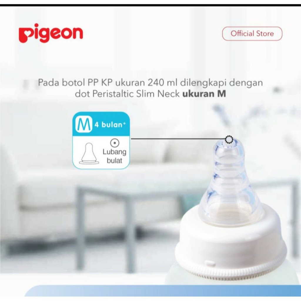 ORIGINAL Botol susu pigeon peristaltic nipple baby bottle slim neck (dot ulir) bottle 120ml 240ml PP KP / Newborn baby bottle / Botol Susu Bayi Pigeon PP KP