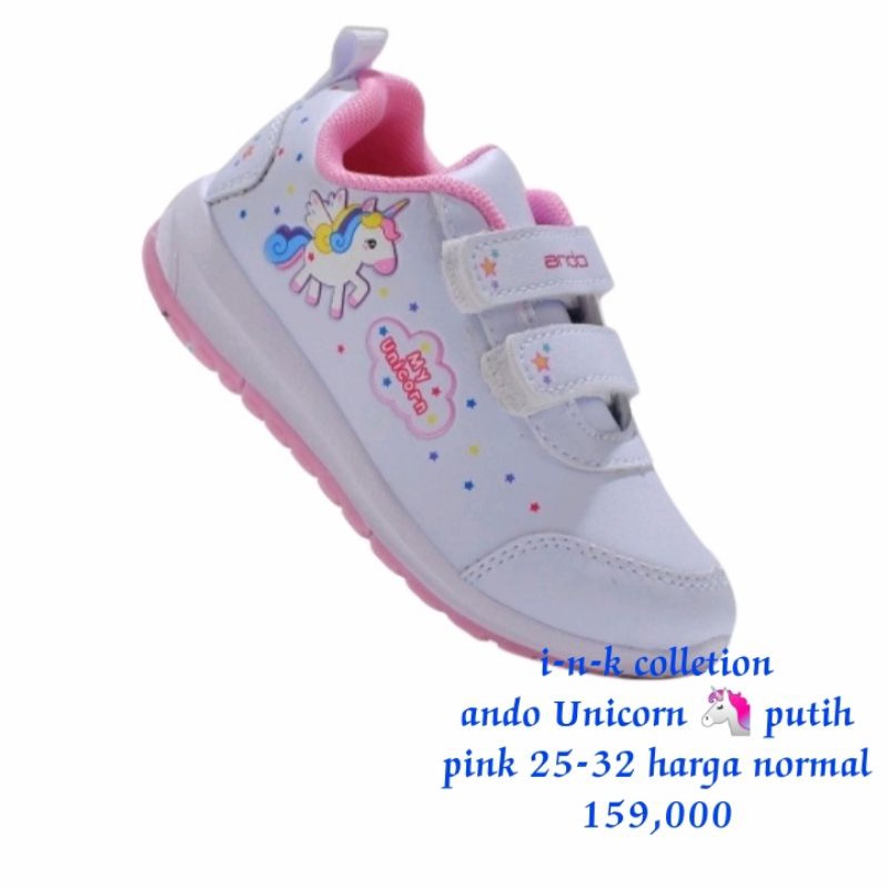 Sepatu sekolah anak perempuan cantik ando sneaker karakter minicorn Elina25-32  PAUD TK SD