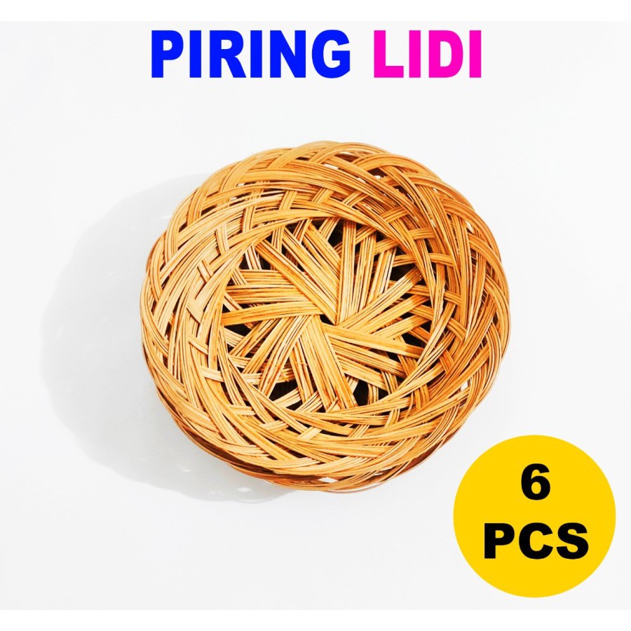 Piring Anyaman Rotan Bambu / Piring Lidi 6 Pcs /Piring Anyaman Rotan