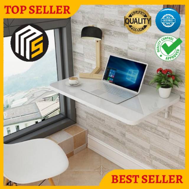 meja lipat dinding - meja laptop - rak