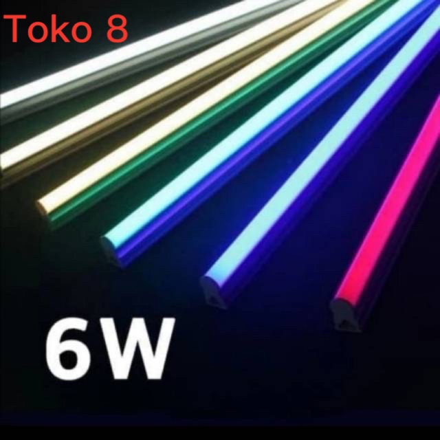 lampu tl neon t5 led 6w 30cm tube warna warni