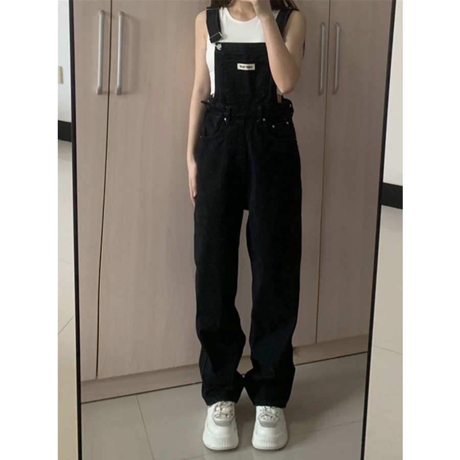 ✅COD Overall Kaki Lebar Longgar Pinggang Tinggi Gaya Korea Wanita---Celana Kodok Jeans Wanita