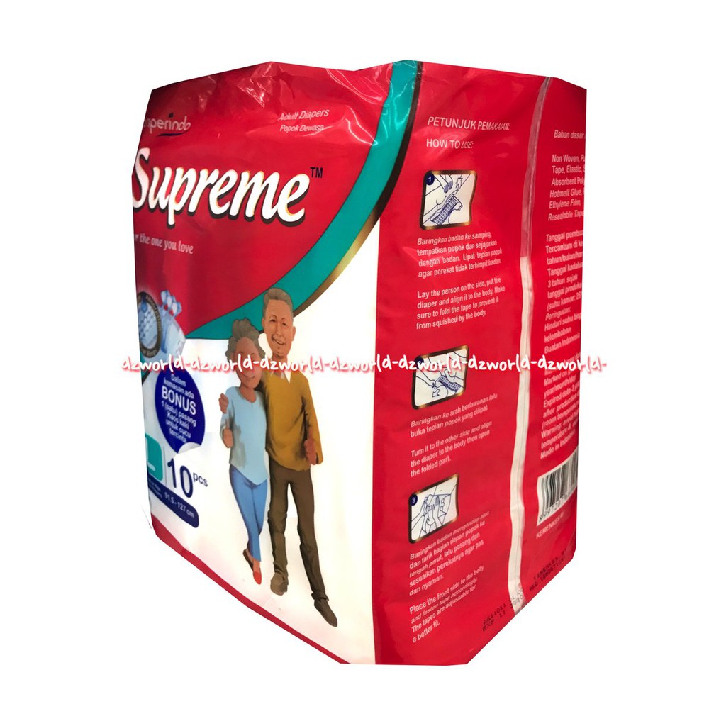 Supreme Popok Perekat Diapers Dewasa L10 Popok Dewasa Diaper Adult Orang Tua L 10