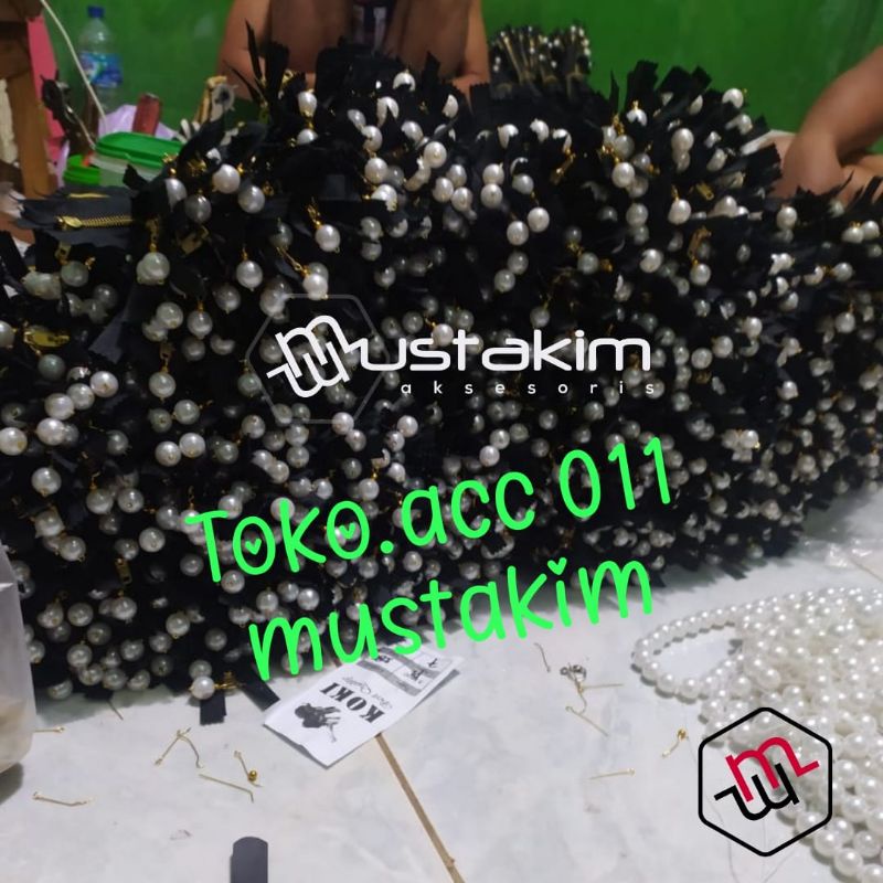 resleting mutiara - harga per 1 lusin - minimal beli 10 lusin -resleting bandul mutiara - supplier aksesoris konveksi garmen - zipper mutiara