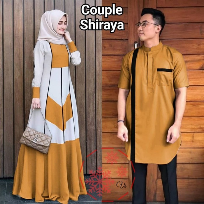 Gamis Couple Kekinian Baju Gamis Baju Muslim Pasangan Pria Wanita Couple Shiraya Mustard Baju Muslim Shopee Indonesia