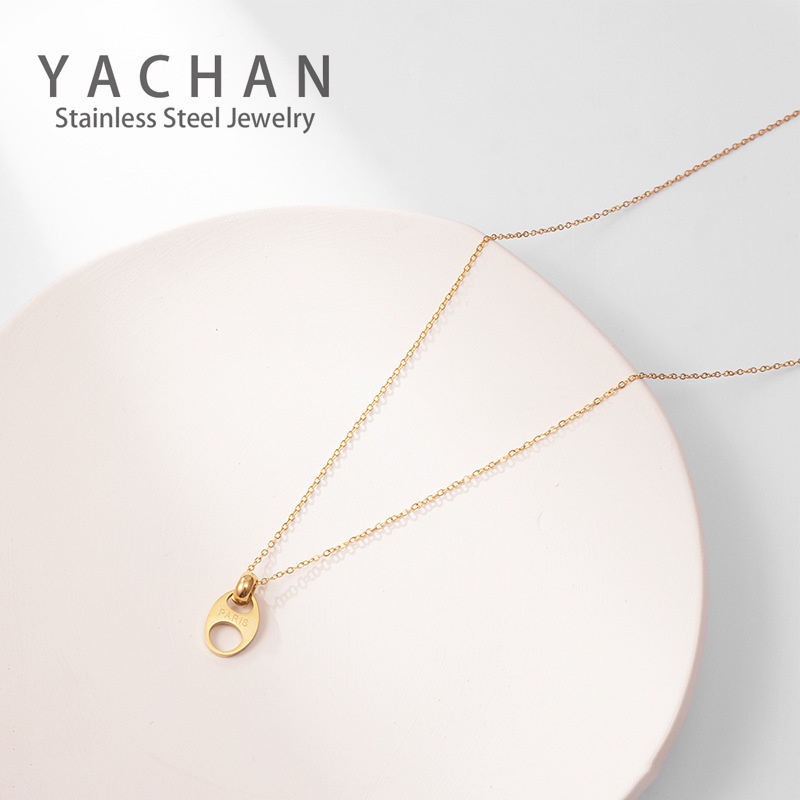 Live hot titanium steel fine kaleng gesper bentuk kalung berlapis 14k emas emas produk all-match hal