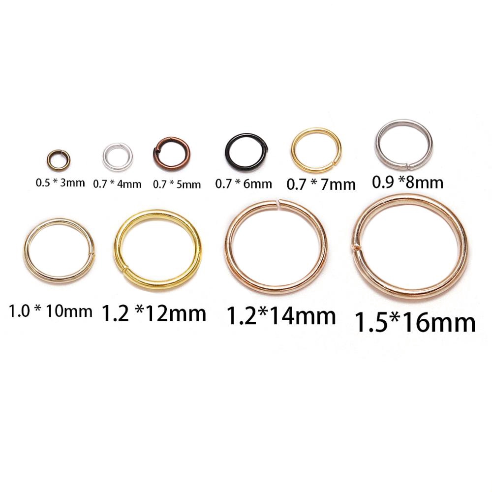 200pcs / Kantong Ring Konektor Split Jump 3 / 4 / 5 / 6 / 7 / 8 / 10 / 12 / 14 / 16 / 18 / 20mm Warna Silver / Gold / Bronze Untuk Membuat Perhiasan Diy