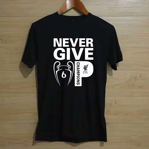 Baju Kaos Liverpool Mo salah UCL NEVER GIVE UP semi Final 2019