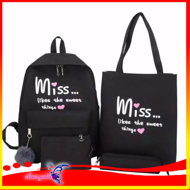 Charyatink - Tas ransel wanita set Tas Gendong Backpack Murah 4 ini 1