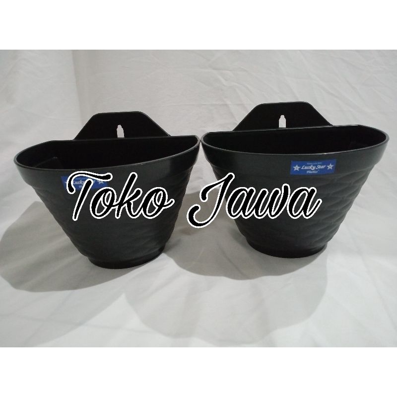 Pot Dinding Bunga Tanaman Segitiga Dahlia WR Hitam