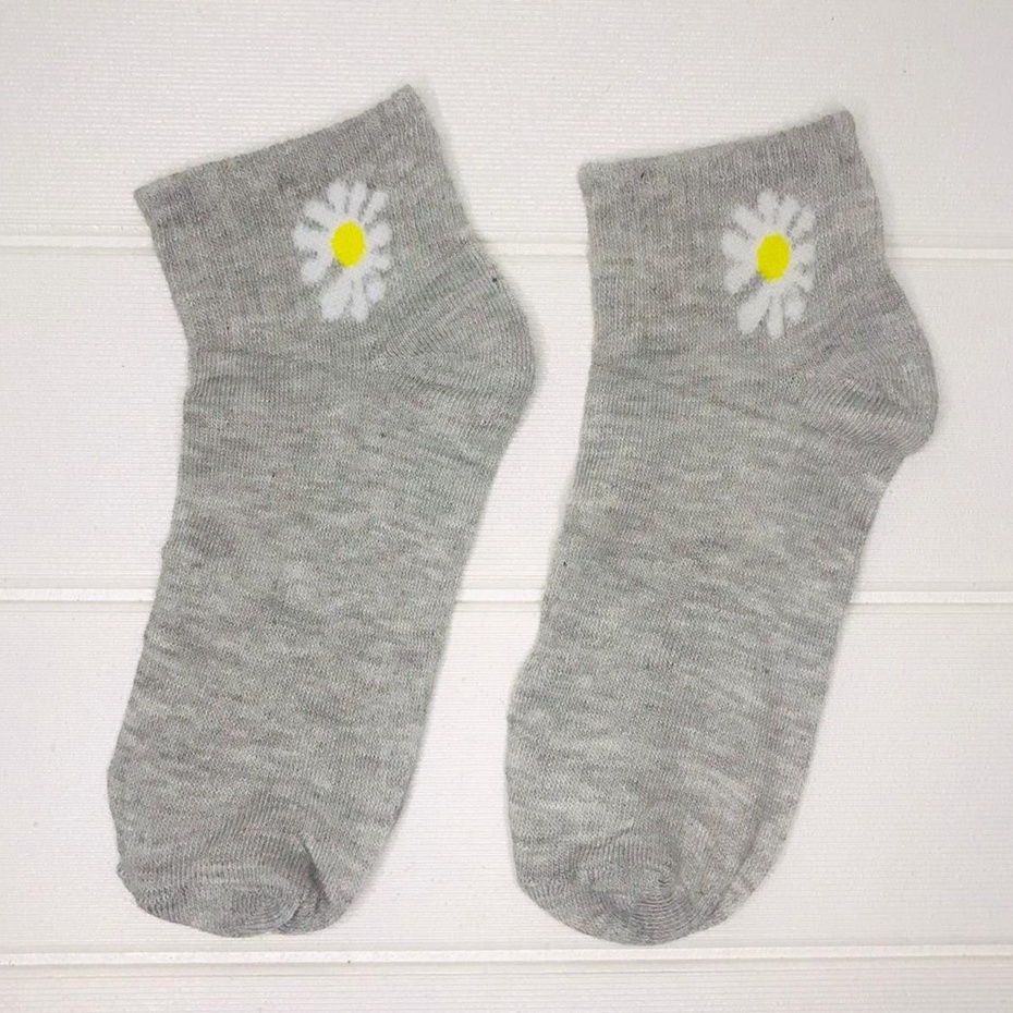 ☛TK☚ R456 Kaos Kaki Motif Bunga Aster Cute Kaos Kaki Girl Motif Bunga Daisy Korea Panjang Semata Kaki Import-ABU