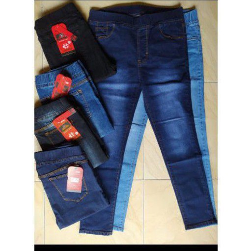 CELANA BASIC JEANS WANITA_CELANA JEANS PINGGANG KARET_CELANA BASIC PINGGANG KARET