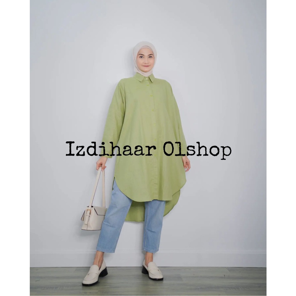 Siren Long Tunik Polos Basic Jumbo Ld 120 Bahan Rayon Viscose Premium | Atasan Wanita Tunik Full Kancing Busui | Layna Tunik Velmo | Cod Nusantara | Izdihaar Olshop