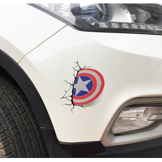 Tempelan Stiker Body Mobil 3D Avanger Ironman Hulk Captain America Spiderman Batman Baseball Thor