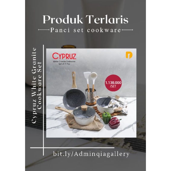 Set Cookware Cypruz White Granite Cookware set of 7
