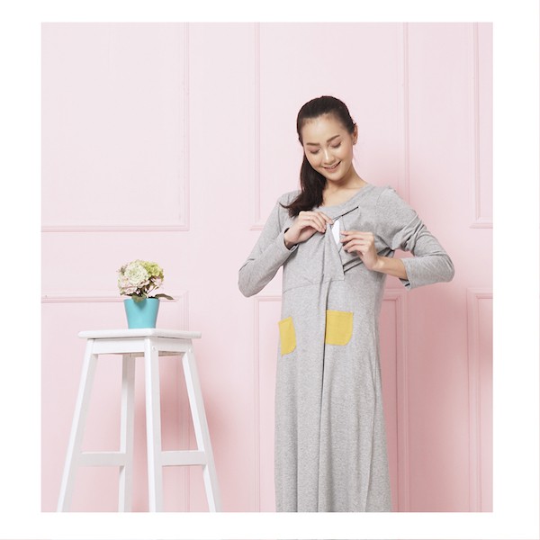 

Mamibelle Helen Maxi Dress Hamil & Menyusui Misty Grey Premium