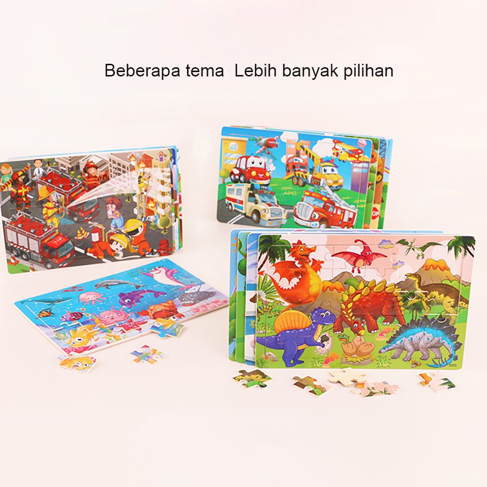 HIPPO LAND Mainan Puzzle Kayu anak kartun lucu Mainan Jigsaw puzzle 267