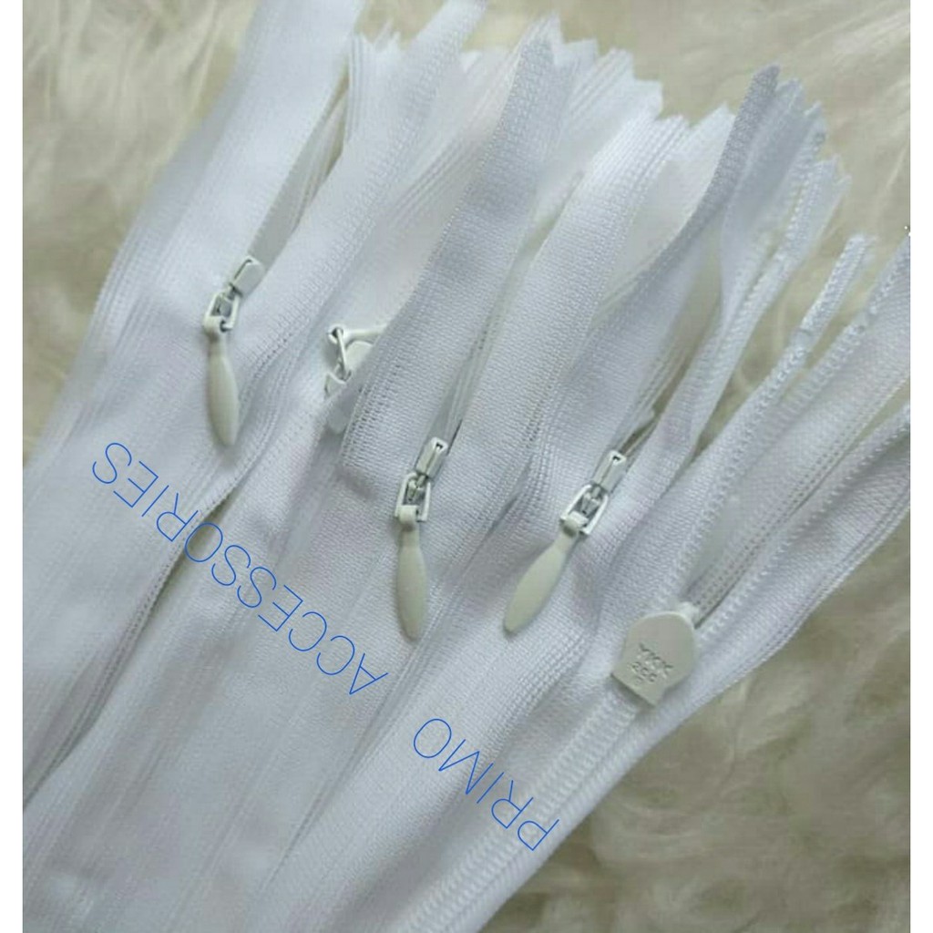 Resleting Jepang "YKK" 30 cm - 12 Inch Putih Bersih / Invisible Zipper "YKK" Original
