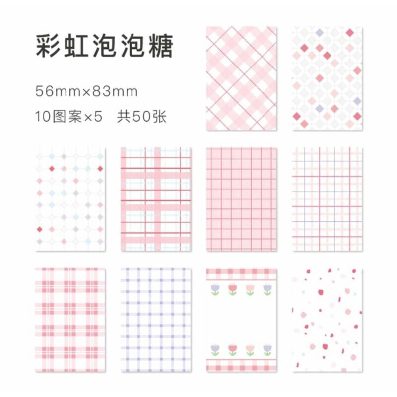 

10 lembar Kertas DIY Grid Vintage Retro Scrapbook Cantik Gaya Korea Pink Pastel