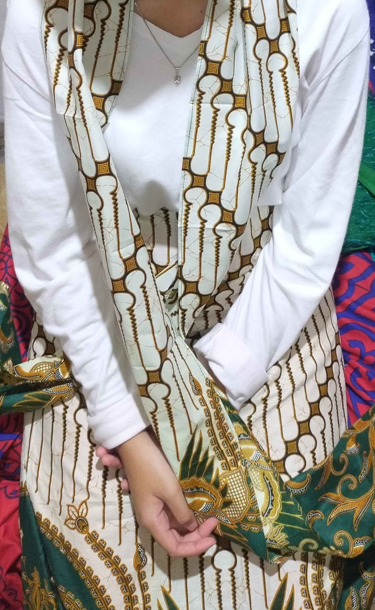 (harga Termurah + Ada Anak) Batik Couple Batik Parang Hijau Panjang Tile Brukat Selendang