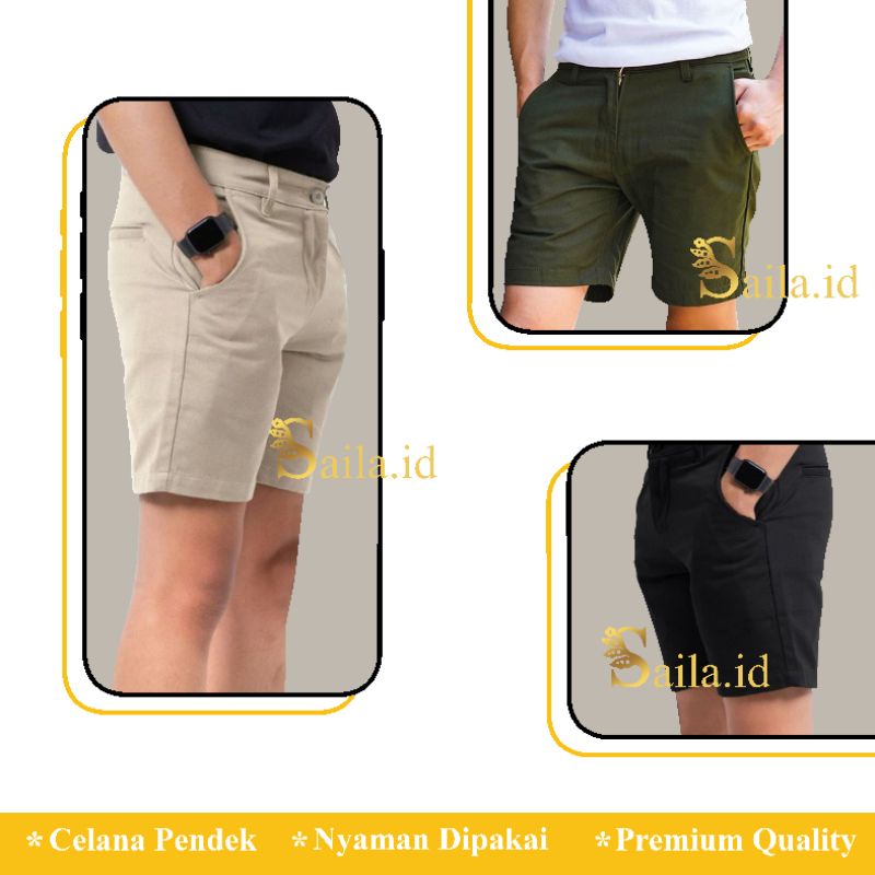 Celana Pendek Chinos Chino Pria Distro Dewasa Santai Original Premium