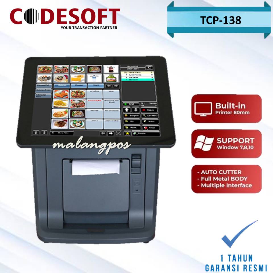 MESIN KASIR CODESOFT TCP-138 TOUCHSCREEN ALL IN ONE KOMPUTER KASIR ORIGINAL