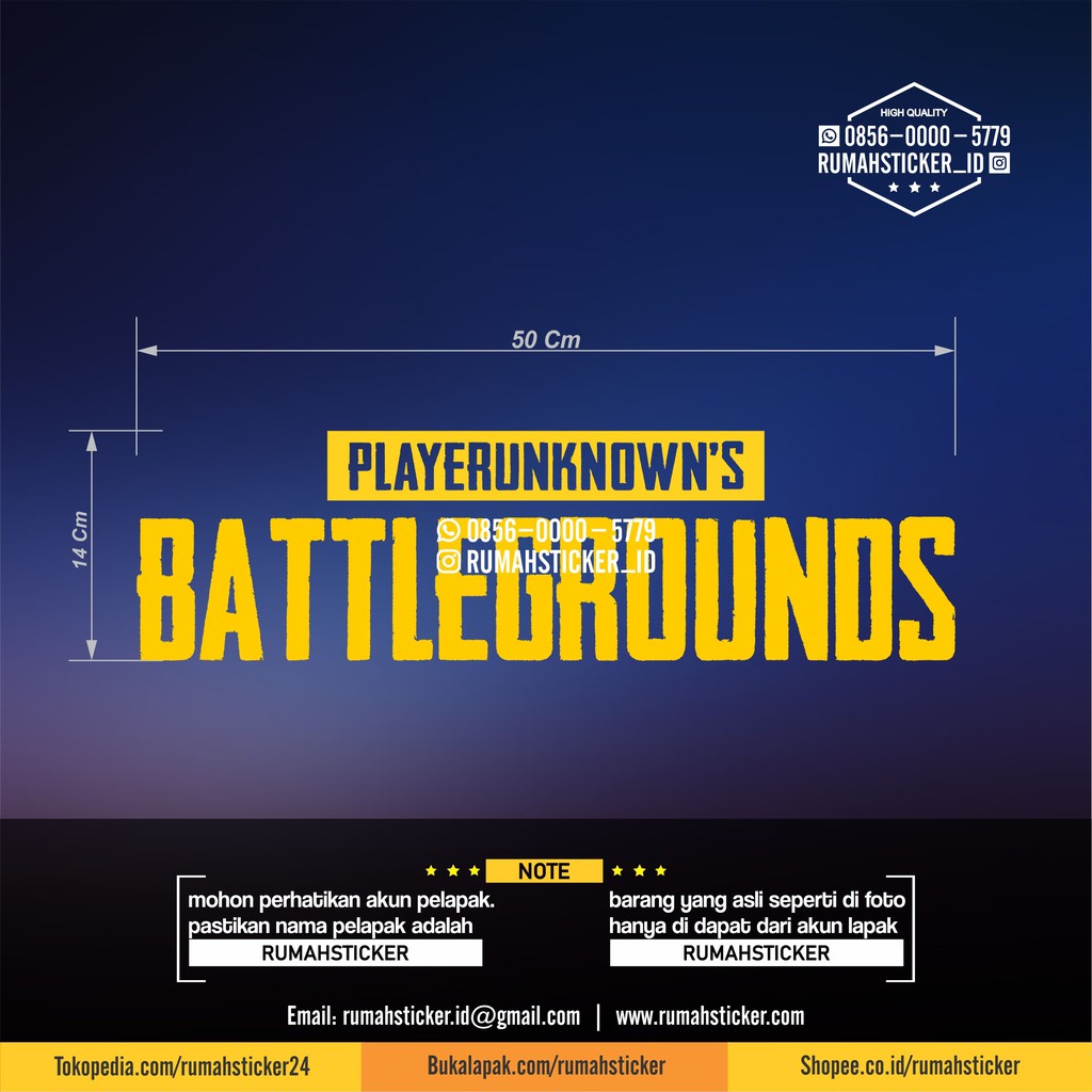 Sticker Stiker Mobil Logo Game Playerunknowns Battlegrounds Pubg
