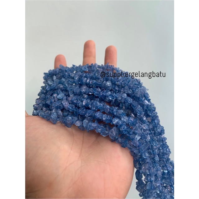 kerikil Batu dark blue quartz 1cm kilap renteng kuarsa biru tua bahan