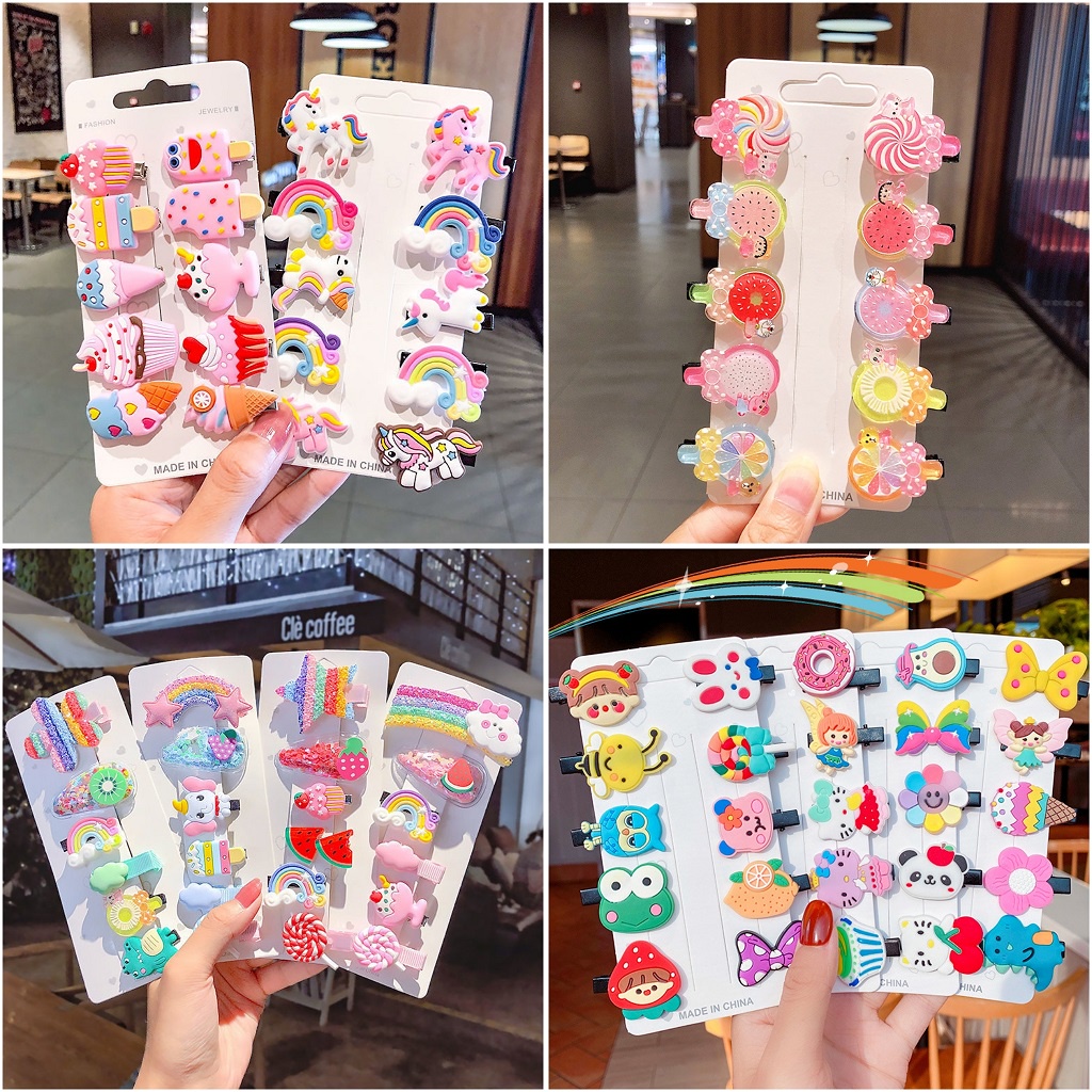 JP13-10PCS/SET Jepitan Rambut Anak Set Korea Super Cute Ice Cream Candy