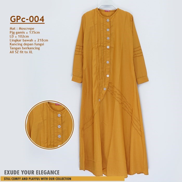 Gamis Polos Rempel Terbaru bahan Moscrepe kode GPc