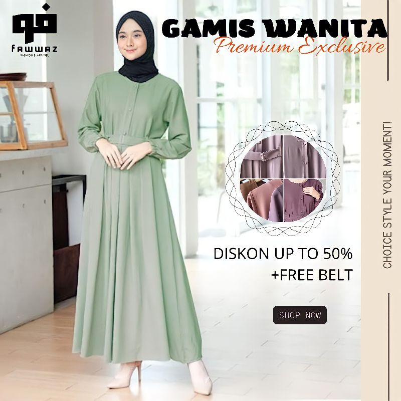 Setelan Baju Gamis Wanita Muslim Fashion Perempuan Dewasa Remaja Cewek Ibu Modern Terbaru Pakaian Se