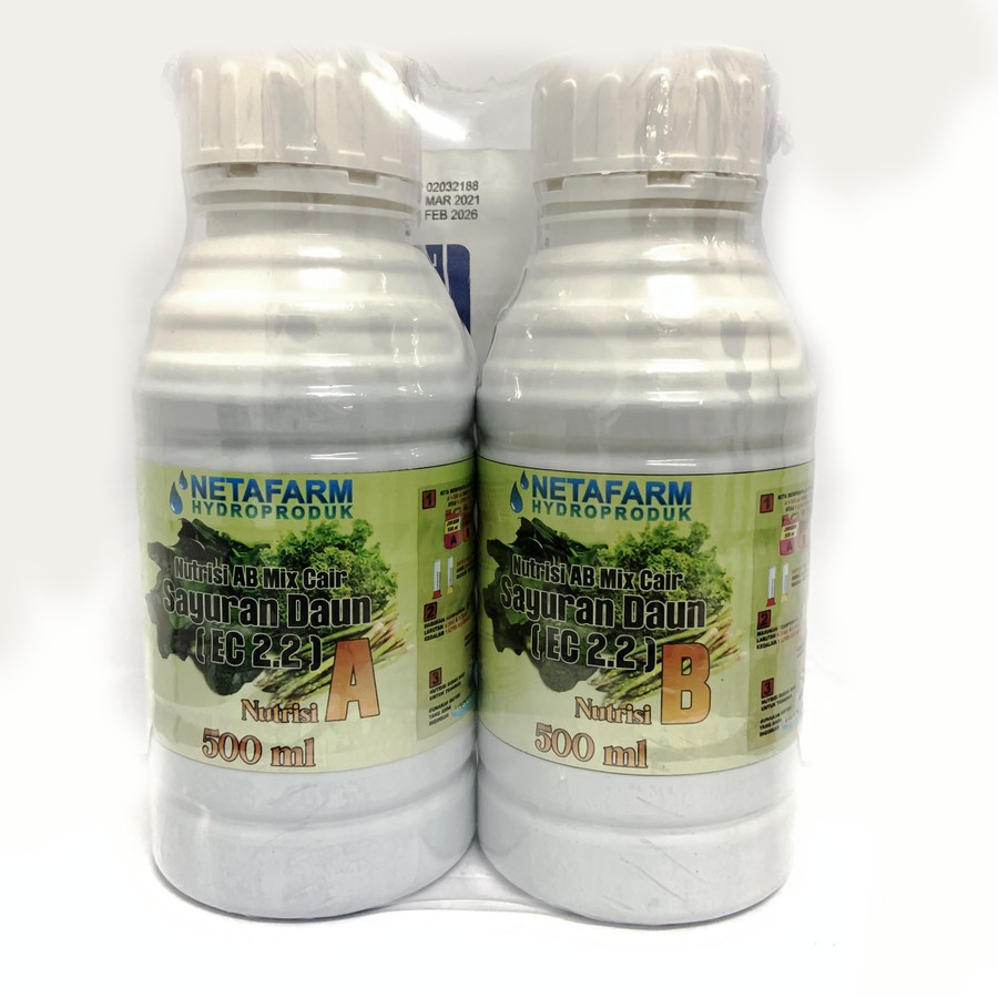 Pupuk Nutrisi AB Mix Cair NETAFARM - Sayuran Daun 500ml Stock A dan B + suntik