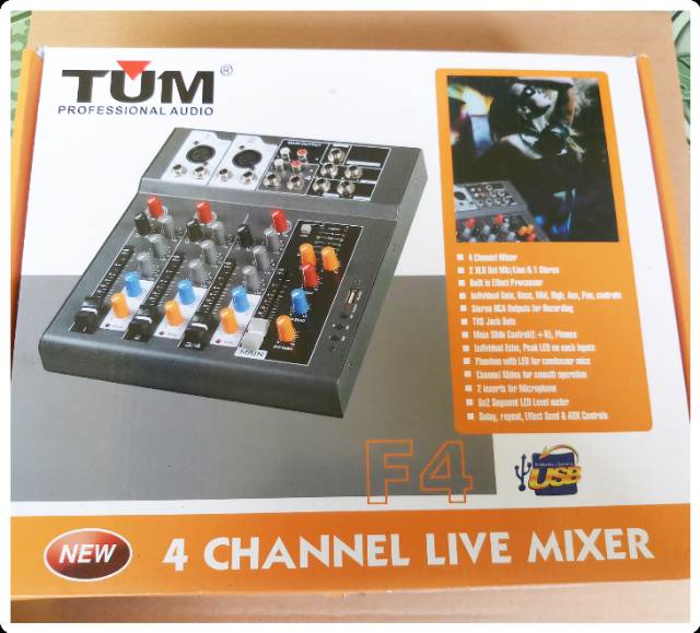 Mixer audio new F4 4channel TUM usb effect delay