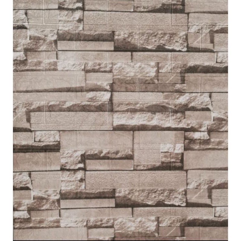 Wallpaper 3D Sticker  Dinding Motif Corak Batu Alam / Wallpaper 3D Foam Brick Emboss-5