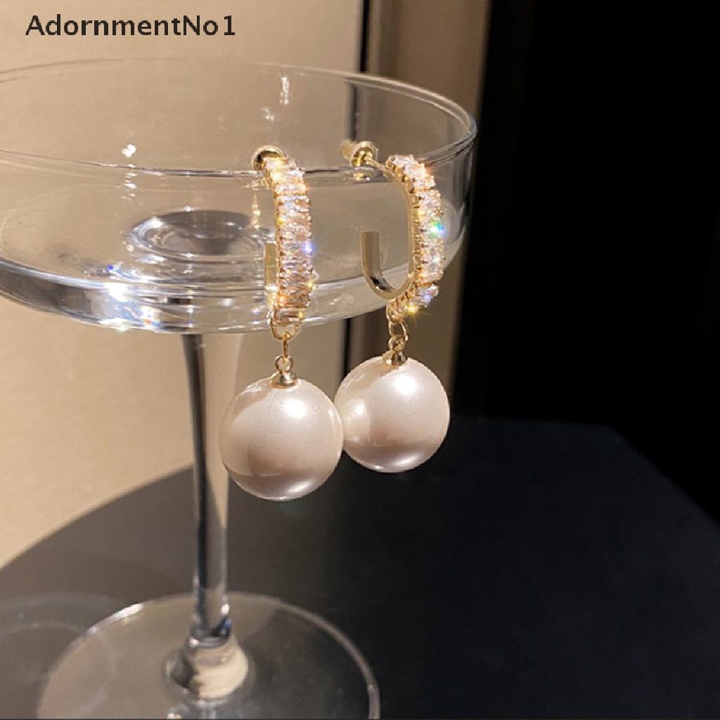 (AdornmentNo1) Anting Gantung Panjang Tusuk Gaya Bohemia Motif Bulat + Mutiara Putih Untuk Wanita / Pernikahan