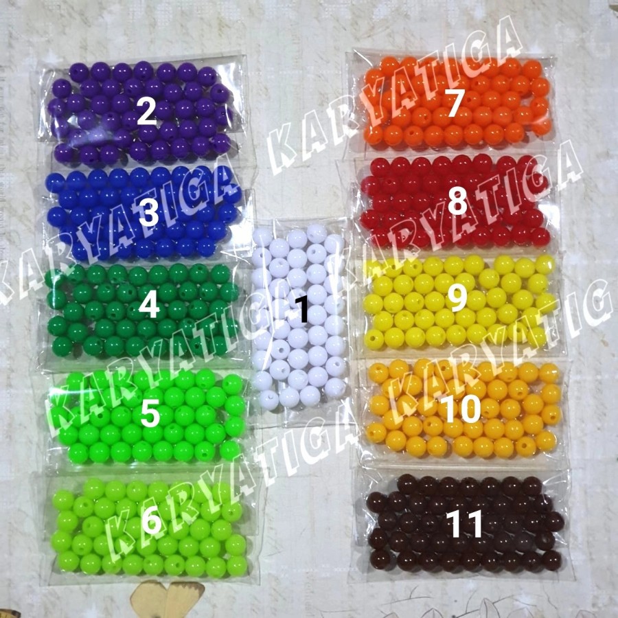 Mote Manik Susu / Kapur Bulat 8 mm (isi +/- 40 pcs)