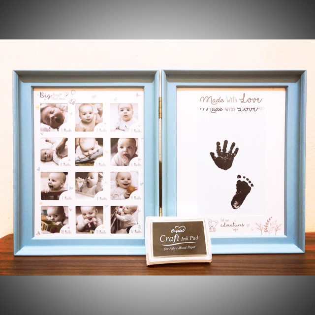 ( COD ) ink photo frame Baby hand and foot souvenir /12 Month Baby Photo Frame /handprint footprint