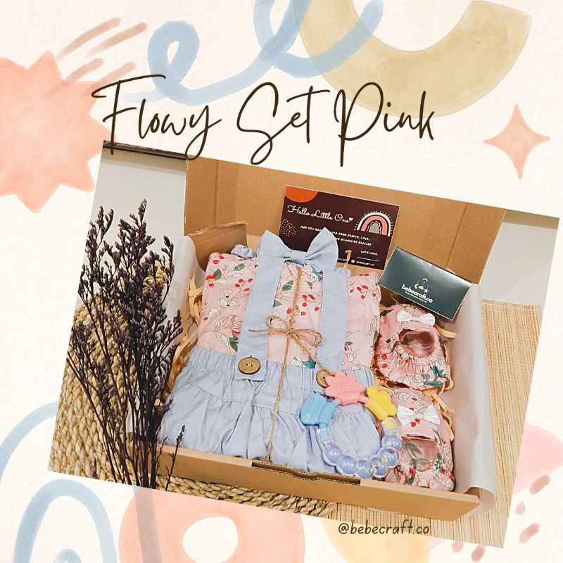 bebecraft - CANDY Baby Gift Set Hampers Baby Semarang Set Bayi Newborn Kado Lahiran Semarang Baju Bayi Premium-FLOWY Pink