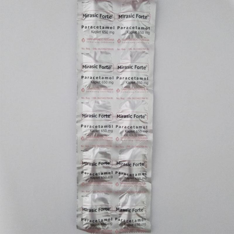Mirasic Forte Paracetamol 650mg Tablet / meredakan Demam / Sakit Kepala / Sakit Gigi