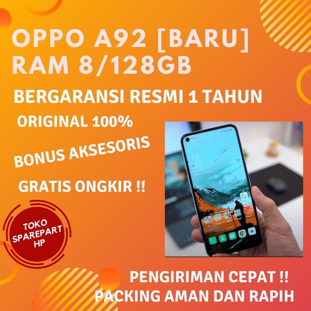 Hp Baru Ram 8Gb Oppo A92 8/128GB Bergaransi Resmi 1 tahun Android 4g Internal 128gb