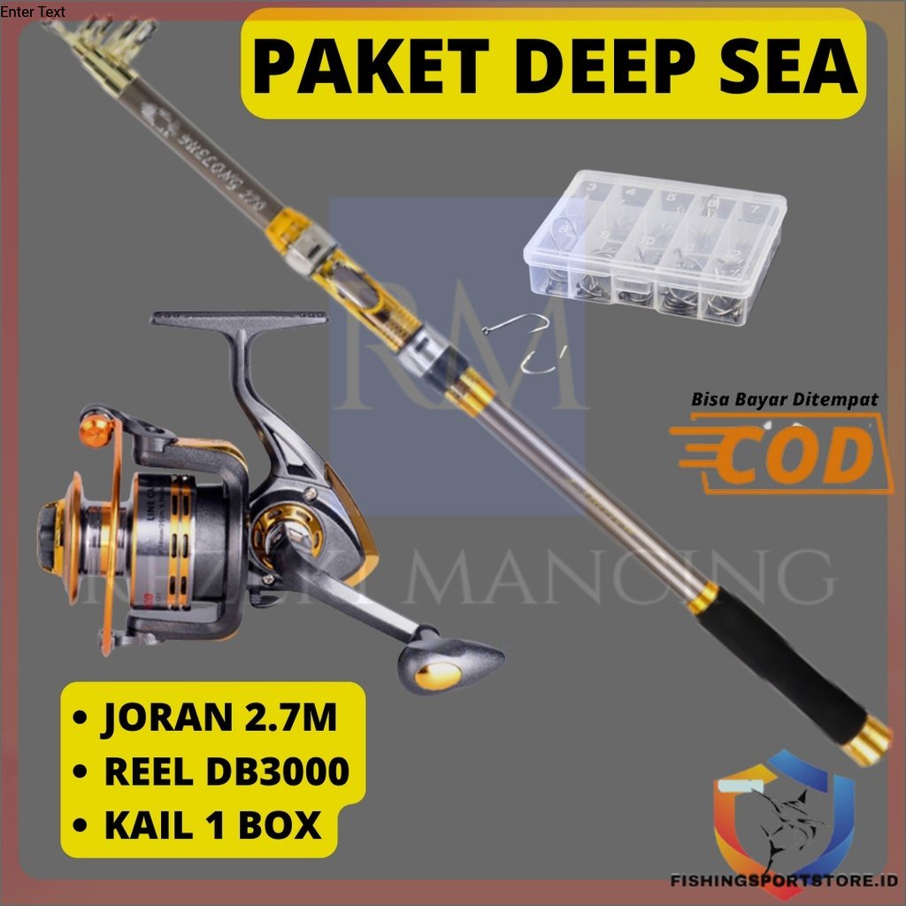 Paket Mancing Mania Sungai Danau Pantai 1 Set Joran 270cm Reel 10 Ball Bearing DB3000 Mata Kail Panc