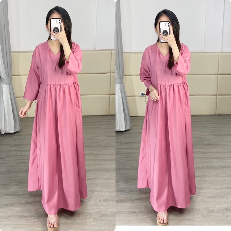real pic maxi muslim LD 110 , maxi fashion v neck