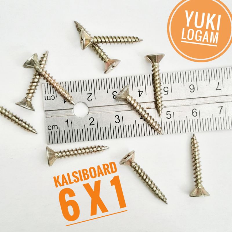 100 pcs sekrup 6x1 sekrup kayu Kalsiboard calciboard kalsibot
