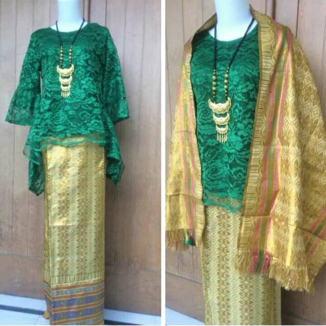 kebaya kutubaru etnik thailand hijau