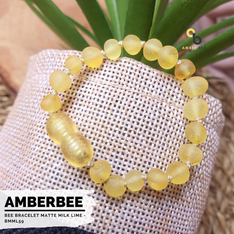 Gelang Amber Baltic Lithuania New Born, Balita &amp; Anak Matte Lemon Raw BMML59 By Amber Bee